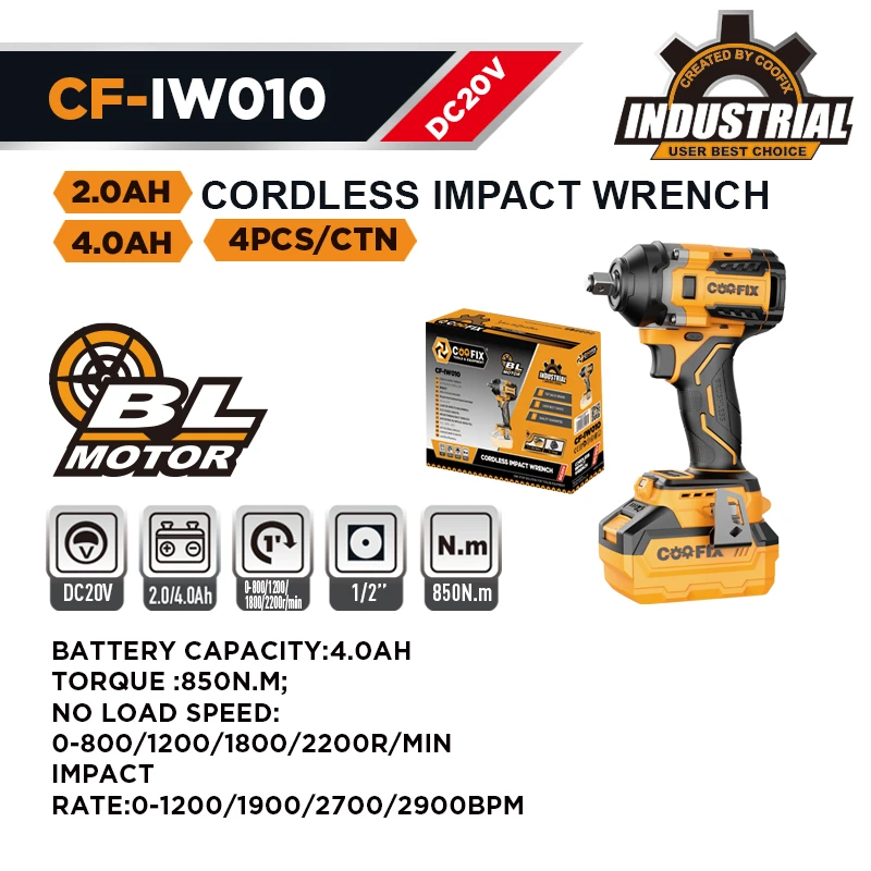 850N.m CORDLESS IMPACT WRENCH factory